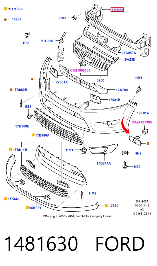 Шина бампера переднего Ford Mondeo IV седан (CA2) (2007 - 2014) цена, от 55.06 USD