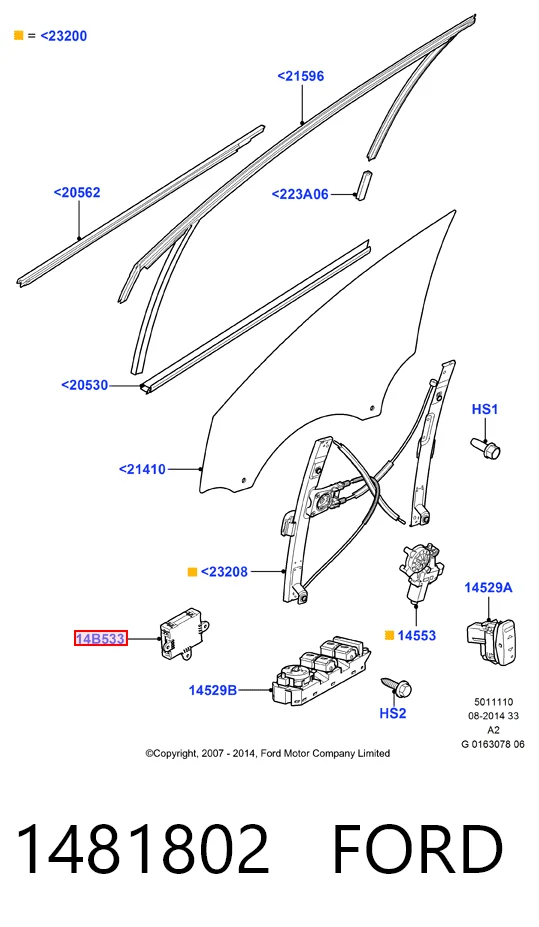 7G9T14B533KC Ford Блок комфорта передней двери