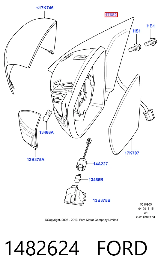 Зеркало заднего вида правое на Ford S-Max  CA1