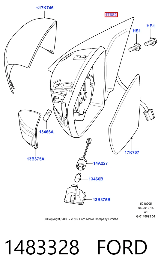 Левое боковое зеркало на Ford S-Max  CA1