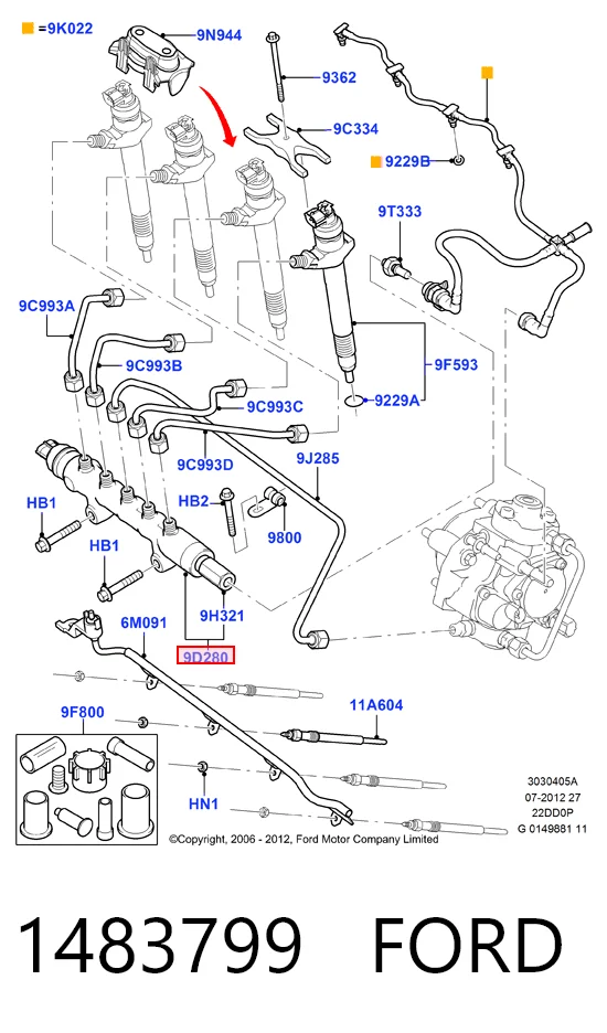 Рампа форсунок системы впрыска топлива SAT ST1483799 цена, от 29.53 USD