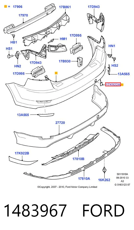 1483967 Ford Заглушка бампера буксировочного крюка задняя