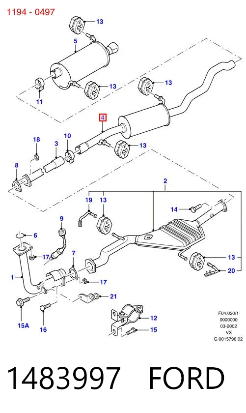 1483997 Ford Глушитель центральный