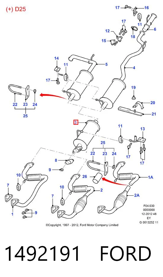 1492191 Ford Глушитель центральный