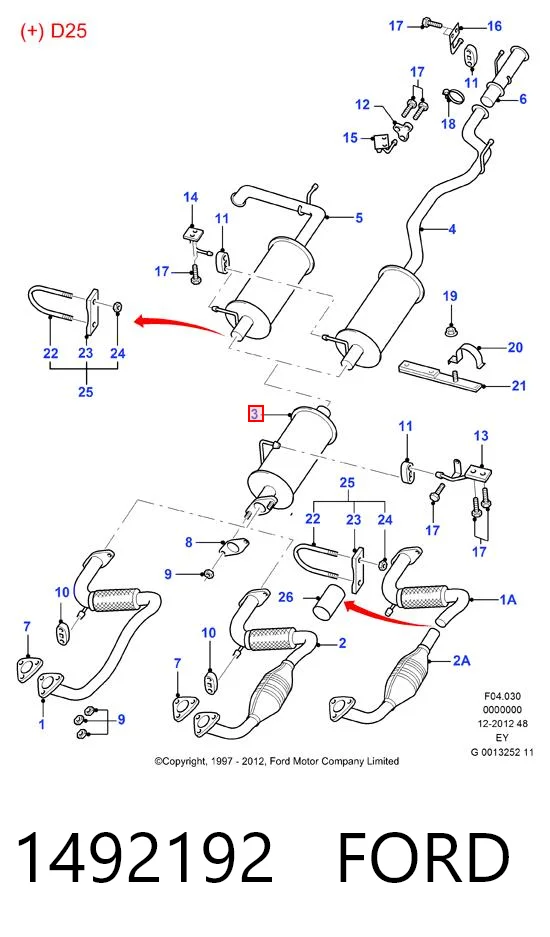 1492192 Ford Глушитель центральный