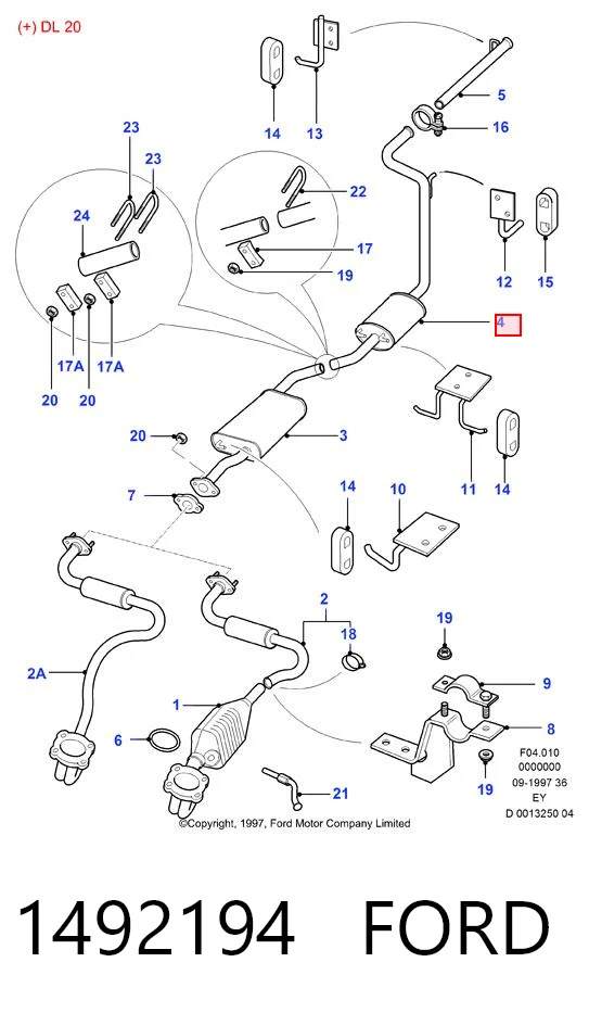 1492194 Ford Выхлопная труба