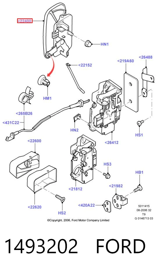 1493202 Ford Ручка передней двери наружная, левая