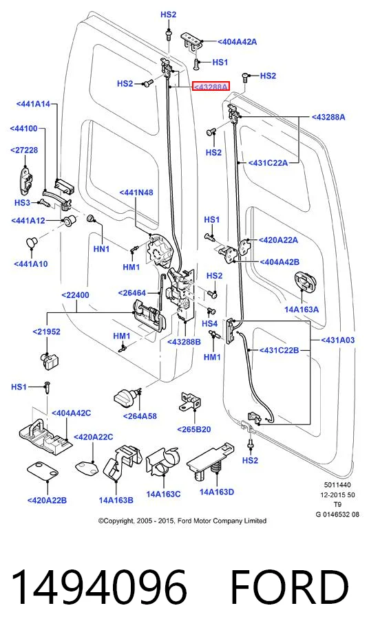 1494096 Ford Замок двери задней левой распашной верхний