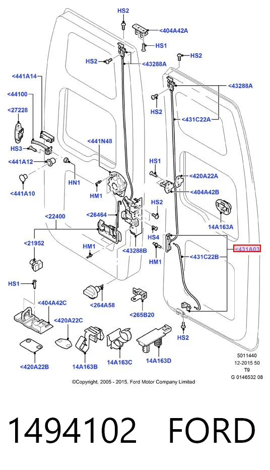 1494102 Ford Замок задней левой распашной двери