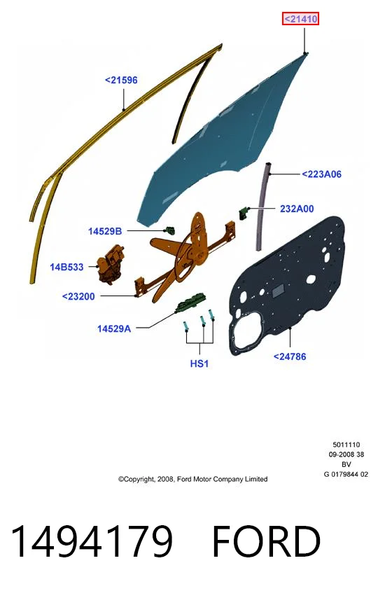 1494179 Ford Стекло передней двери, правой