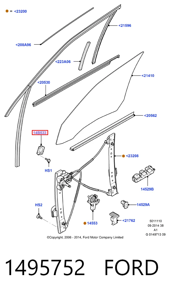 Блок комфорта передней двери Ford 7G9T14B533KC цена, от 19.43 USD