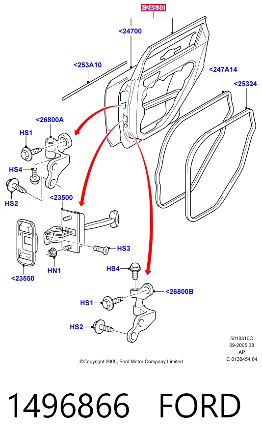 Дверь пассажирская задняя правая Ford Focus II универсал (DA, FFS, DS) (2004 - 2011) цена, от 42.47 USD