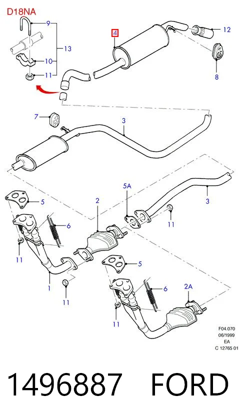 1496887 Ford Выхлопная труба