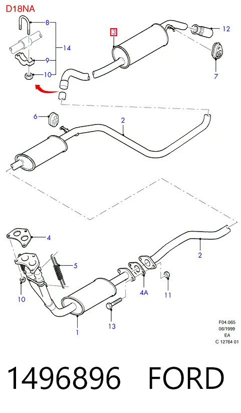 Выхлоп задний Ford Escort V хэтчбек (GAL) (1990 - 1992) цена, от 33.98 USD