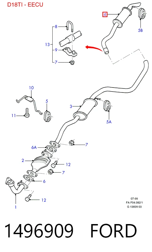 Выхлопная труба на Ford Escort CLASSIC AAL, ABL