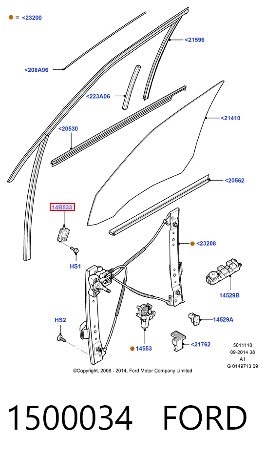 Купить 7G9T14B533KC Ford Блок комфорта передней двери