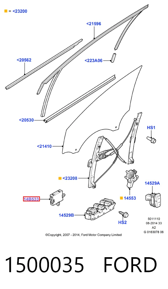 Блок комфорта передней двери 7G9T14B533KC Ford
