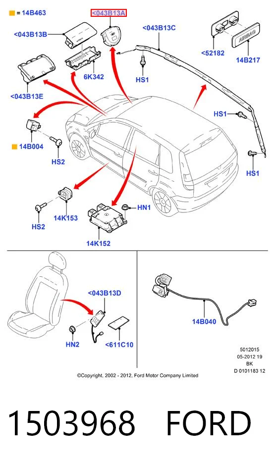 1503968 Ford Подушка безопасности водителя