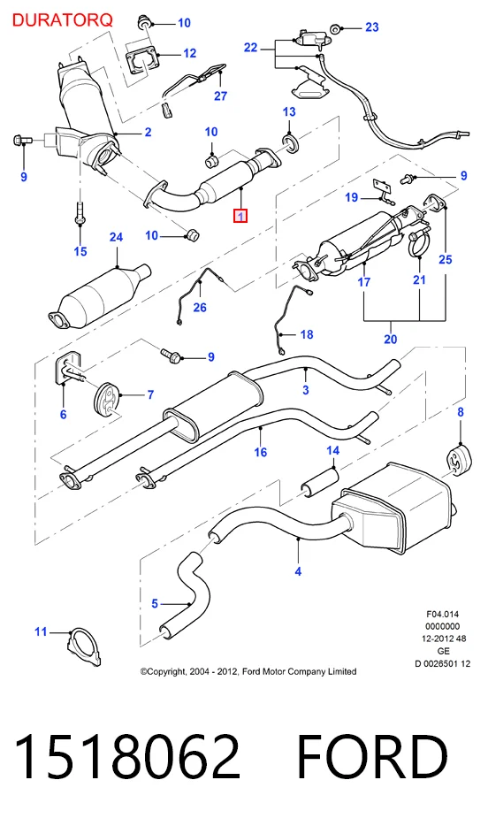 1518062 Ford Штаны глушителя передние