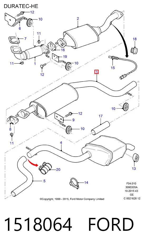 1518064 Ford Глушитель центральный