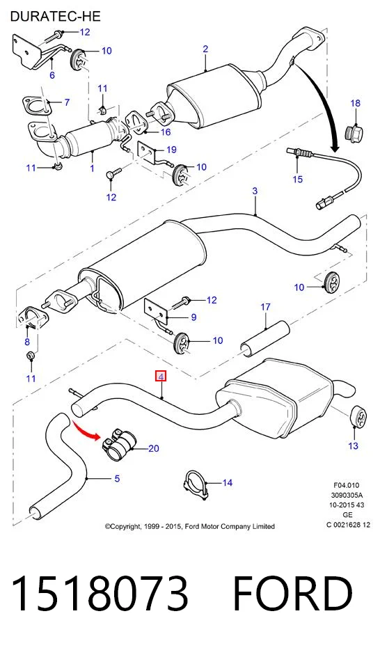 1518073 Ford Выхлопная труба