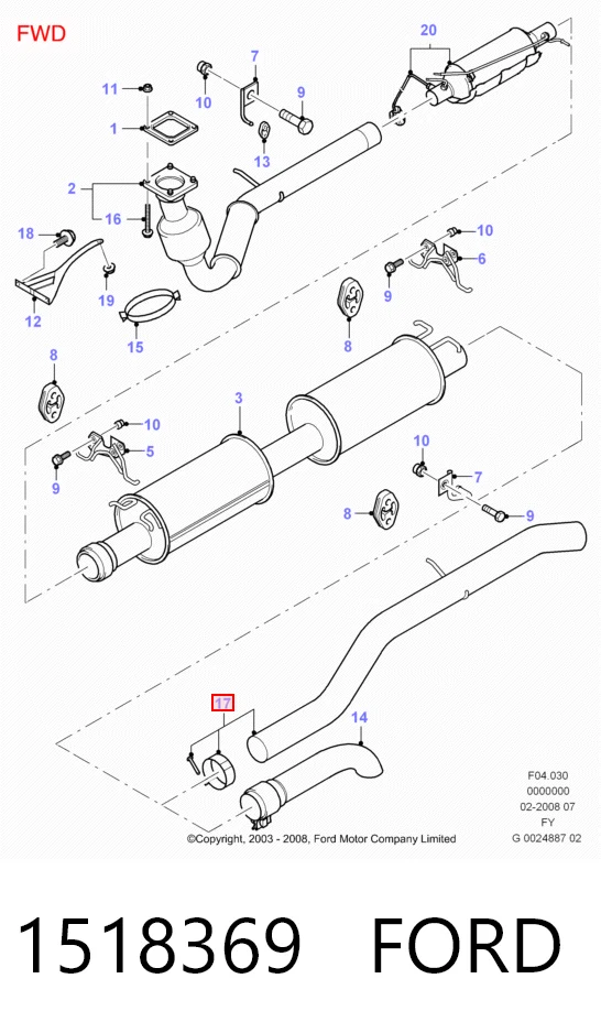 1518369 Ford Выхлопная труба