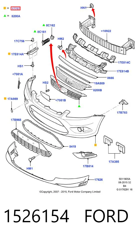 1526154 Ford Бампер передний в сборе