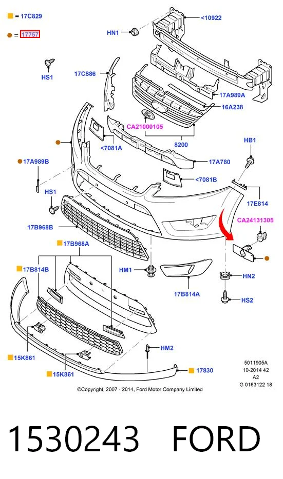 1530243 Ford Бампер передний в сборе