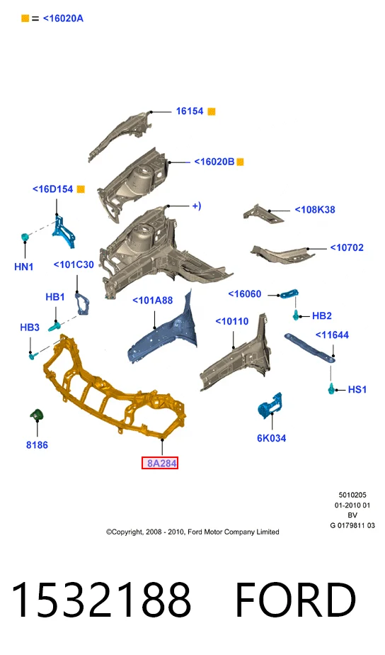 Панель передняя Ford Kuga I внедорожник (CBV) (2008 - 2012) цена, от 123.80 USD