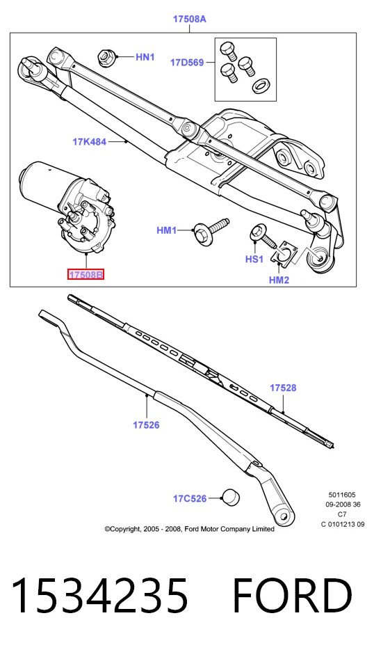 1534235 Ford Мотор стеклоочистителя передний