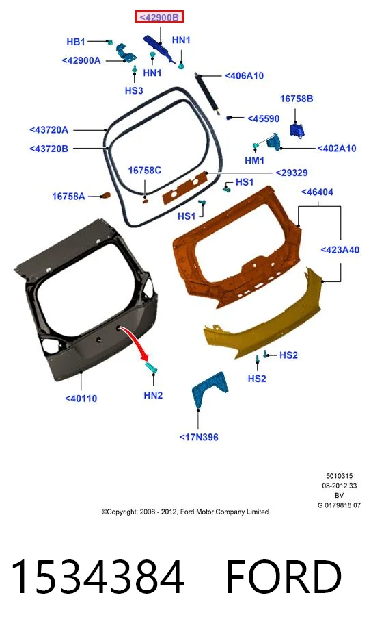 1534384 Ford Петля крышки багажника