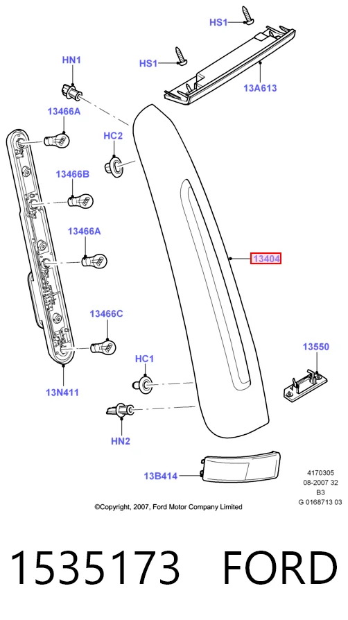 Фонарь задний правый Ford C-Max минивэн (CB3) (2007 - 2010) цена, от 107.80 USD