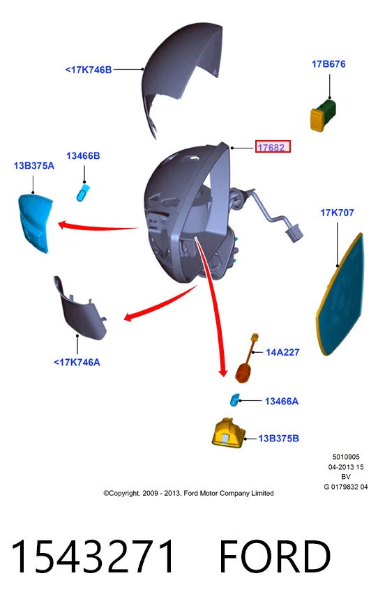 Зеркало заднего вида, левое Ford Kuga I внедорожник (CBV) (2008 - 2012) цена, от 100.62 USD