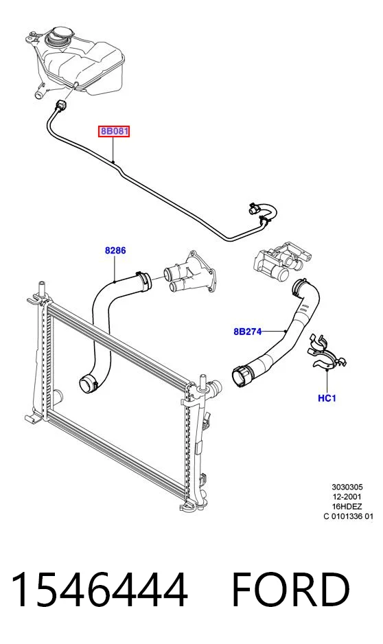 1546444 Ford Шланг расширительного бачка верхний