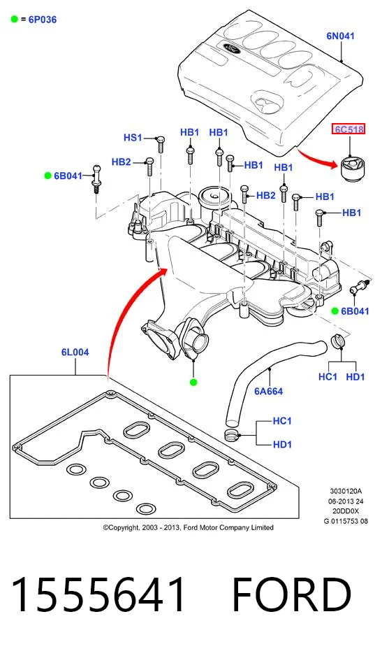 1555641 Ford Подушка декоративной крышки мотора