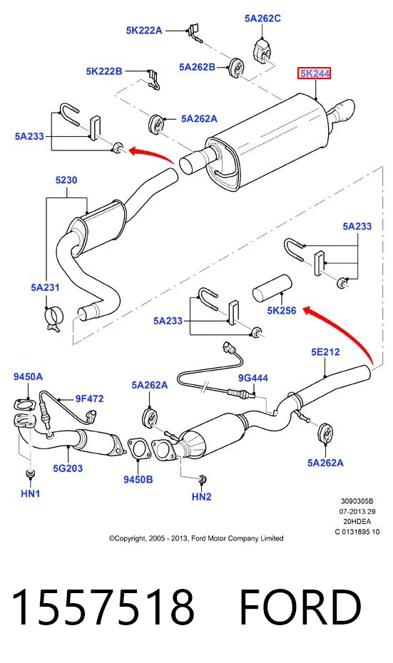 1557518 Ford Выхлопная труба