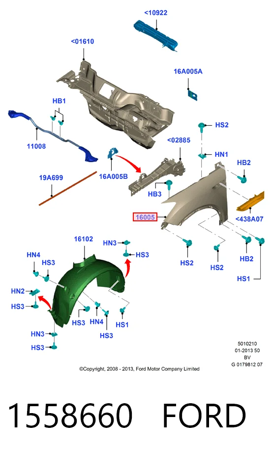 Крыло переднее левое Ford Kuga I внедорожник (CBV) (2008 - 2012) цена, от 155.82 USD