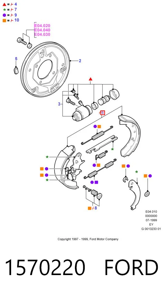 1570220 Ford Барабанные тормозные колодки
