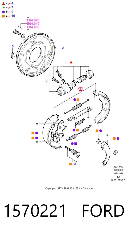 1570221 Ford Барабанные тормозные колодки