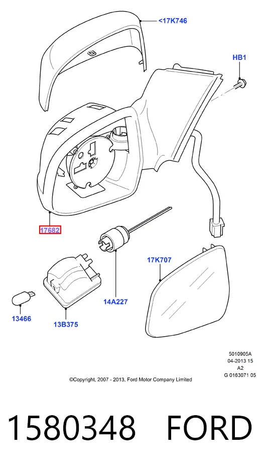  Правое зеркало Ford Mondeo 4