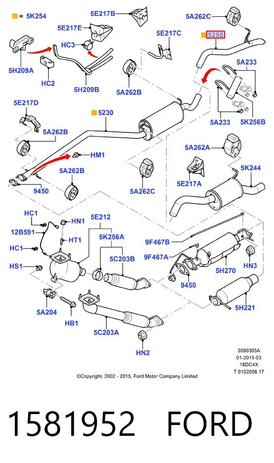1581952 Ford Выхлопная труба