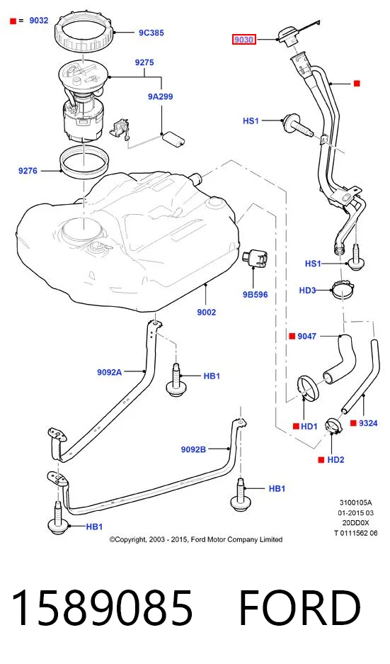 1589085 Ford Крышка топливного Бака