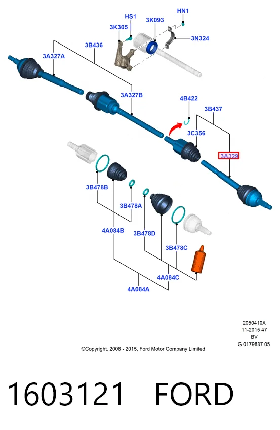 Привод правый Ford 9V4N3A328AA