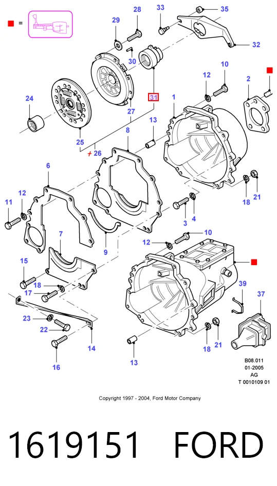 Подшипник выжимной сцепления на Ford Sierra I GBC