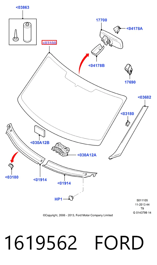 Стекло лобовое Ford Transit VI фургон (V347/8) (2006 - 2014) цена, от 211.34 USD
