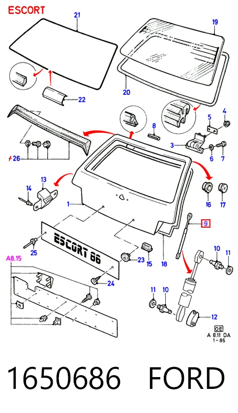 9654433480 Peugeot/Citroen Амортизатор крышки багажника