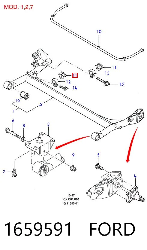 Прокладка стабильзатора заднего на Ford Escort V GAL