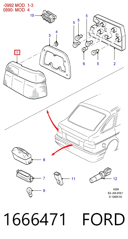 Фонарь задний правый Ford Escort VII хэтчбек (GAL, AAL, ABL) (1995 - 1998) цена, от 6.33 USD
