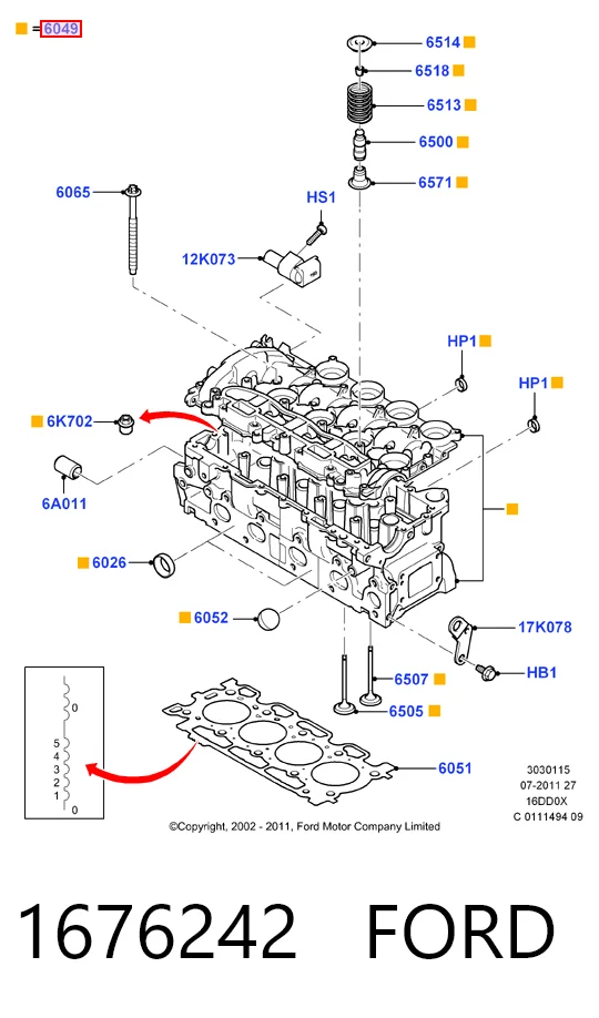 1676242 Ford Головка блока цилиндров