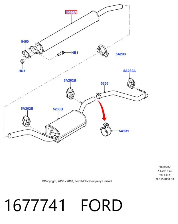 1677741 Ford Глушитель, передняя часть